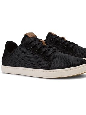 OluKai Women’s Black Casual Knit Sneakers with Cream Sole